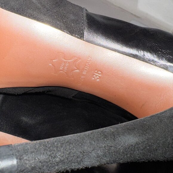 36/6❤️ITALY Francesco Sacco Leather Over Knee High Heels Tall Gold Chain Boots - Picture 5 of 10